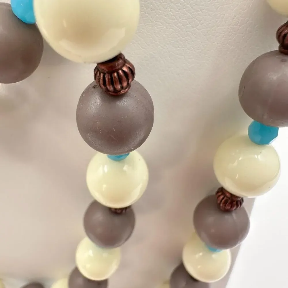 Vintage 90s RoRo Multi-Strand Beaded Necklace Earring Set Boho Fashion Jewelry